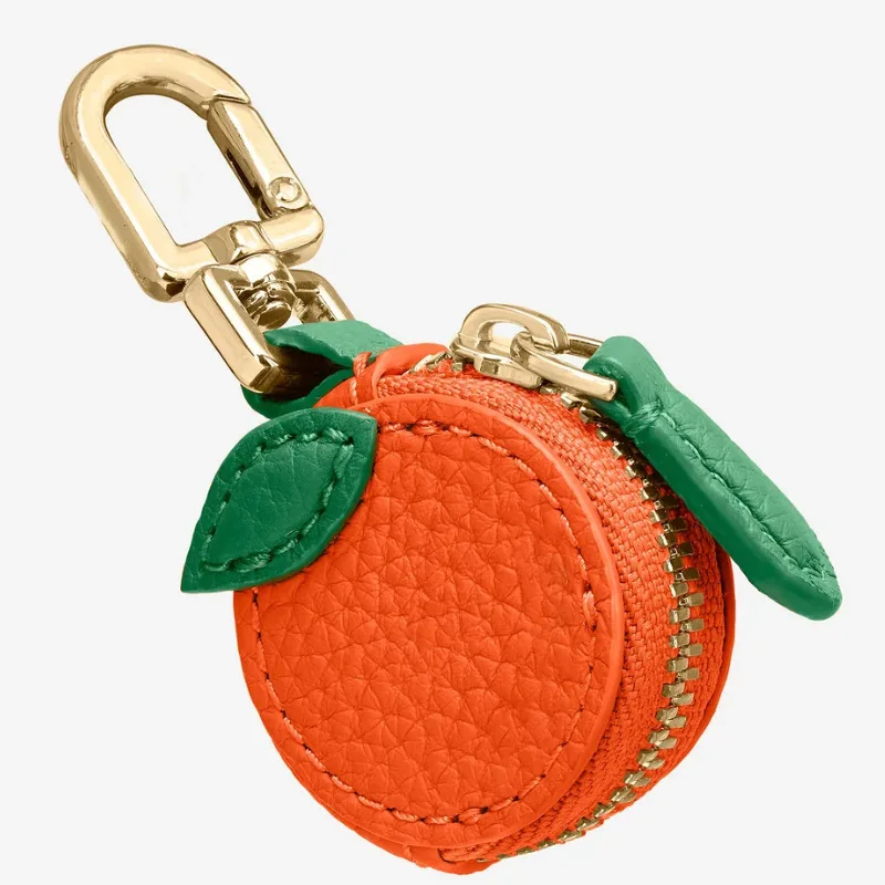 DHL100pcs  Women PU Strawberry Orange Shaped Embroidery Short Purses With Keychain