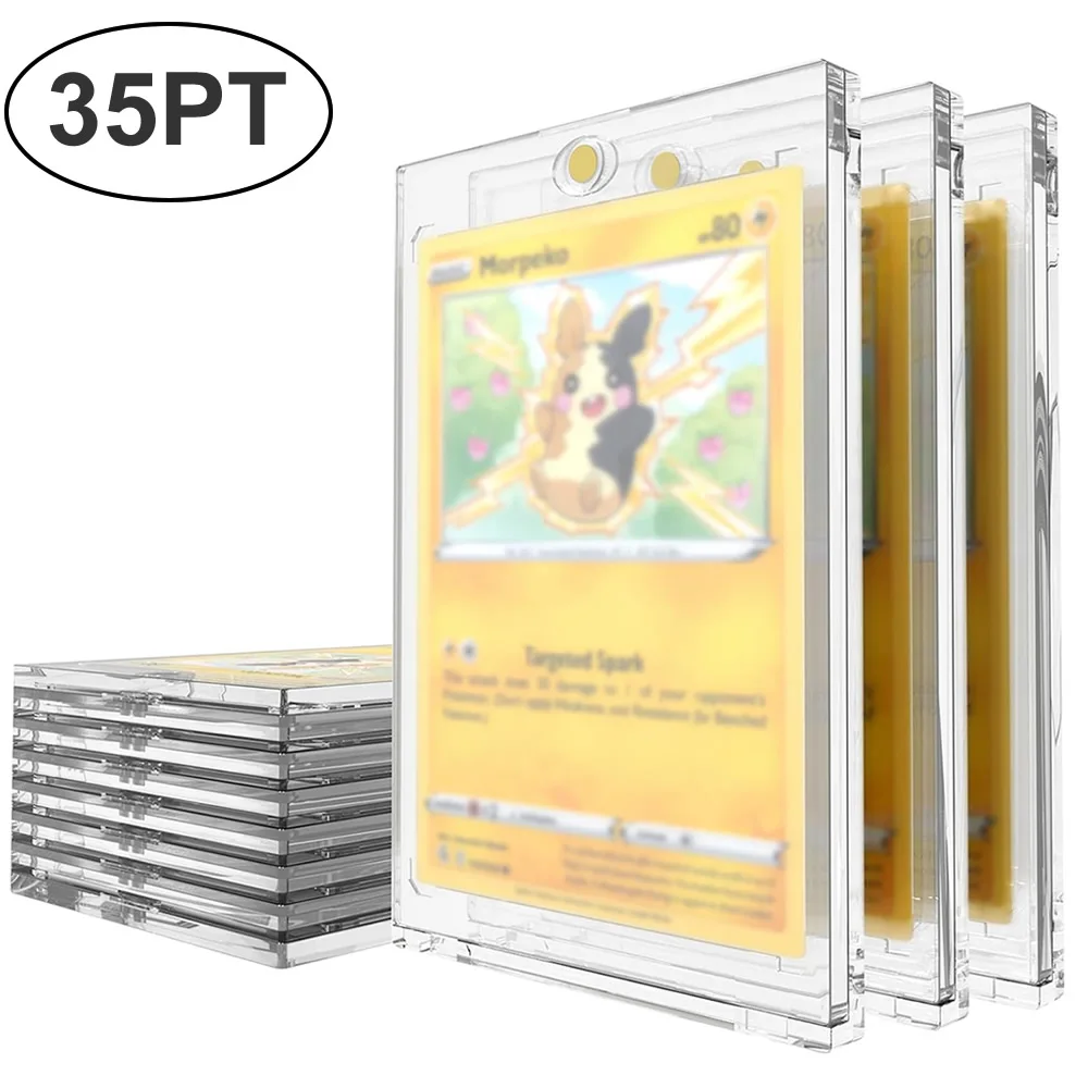 35pt-suporte-magnetico-cartoes-de-negociacao-protetores-mangas-plasticas-duras-caso-de-exibicao-para-pokemon-beisebol-esportes-yugioh-cartao-padrao