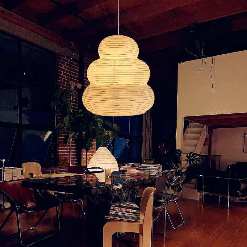 Noguchi Rice Paper Pendant Light for Home Decor Minimalist Japanese Paper Hanging Lamps for Living Room Home Decor Hanging Light