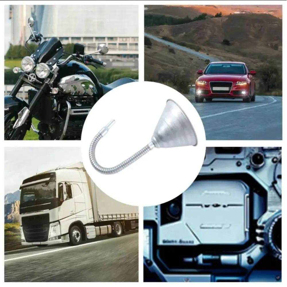 

Flexible Widely Mouth Adjustable Direction Oil Funnel Filter Screen Not Removable Filter Refueling Funnel Iron Material