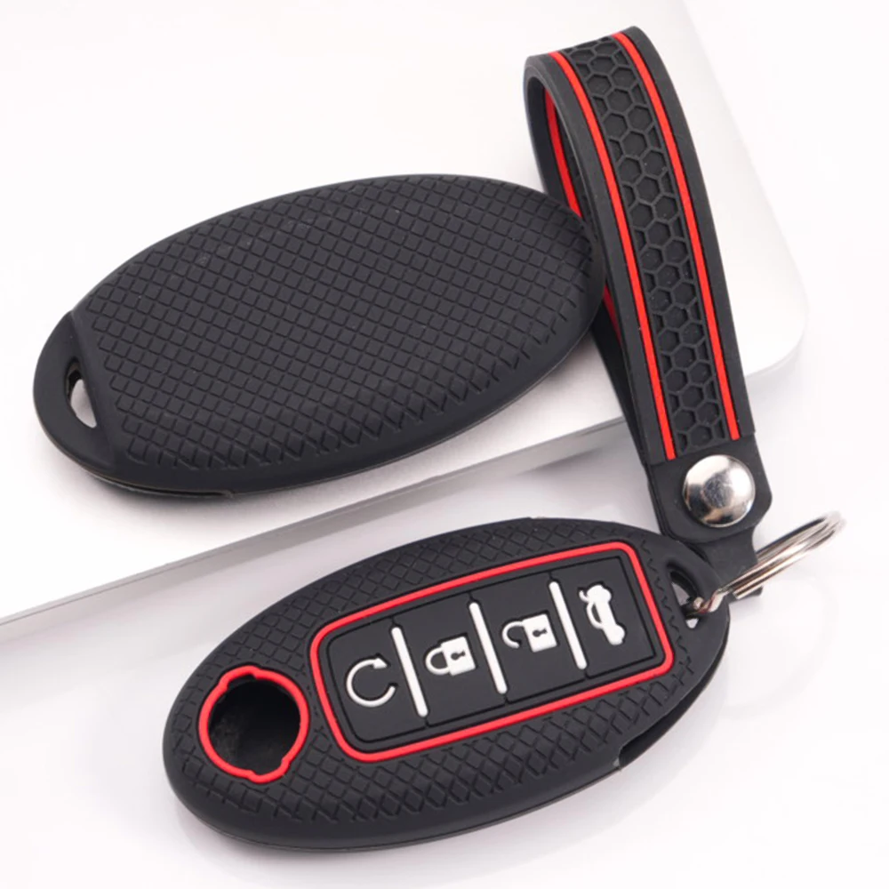 Soft Key Holder With Chain For Nissan Qashqai X Trail T32 T31 Juke J10 J11 Kicks Tiida Micra Altima Pathfinder Note Murano