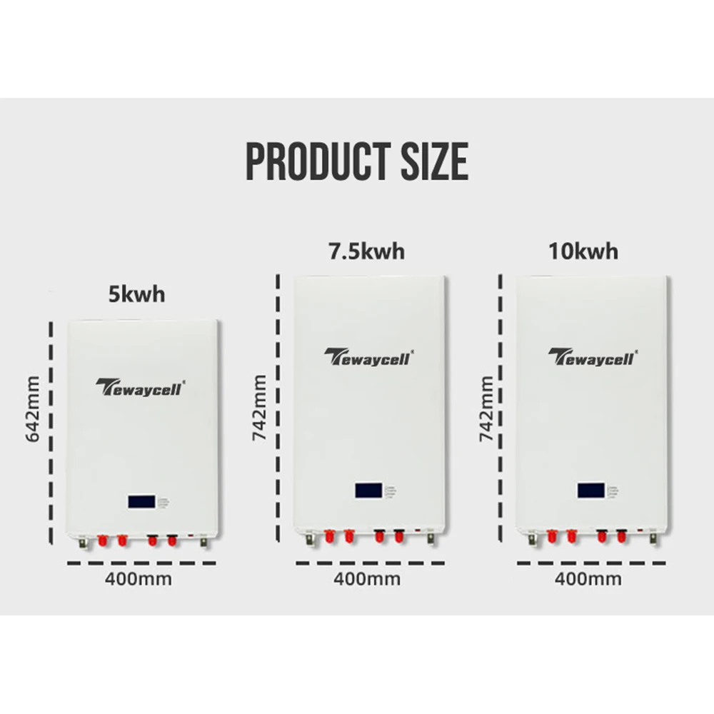 حزمة بطارية Tewaycell 48V 100Ah 200Ah Powerwall 5KWh 10KWh LiFePO4 مع RS485 CAN 6000 دورات نظام شمسي BMS مدمج بدون ضريبة
