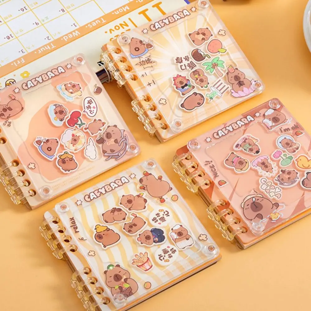 Creative Portable Acrylic Shaking Capybara Book Notepads Memorandum Capibara Pocket Book DIY Loose-leaf Kapibara Notebook Diary