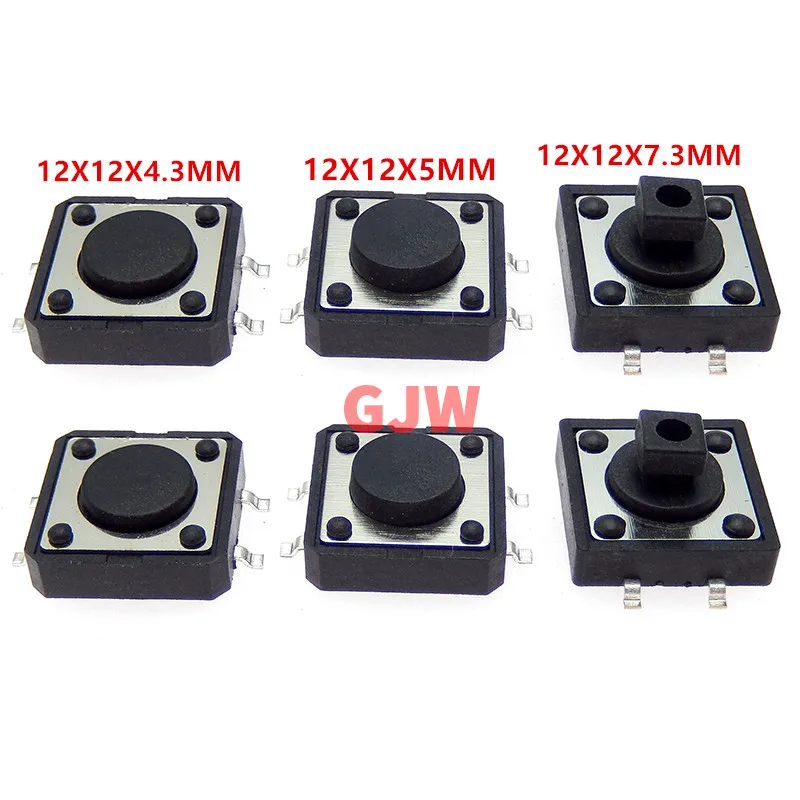 20PC 12x12mm Panel PCB Momentary Switch 4pin 12x12x4.3/5/6/7-13MM 12*12*4.3MM/5MM 6MM 7MM 8MM 9MM Tact Push Button/Micro Switch