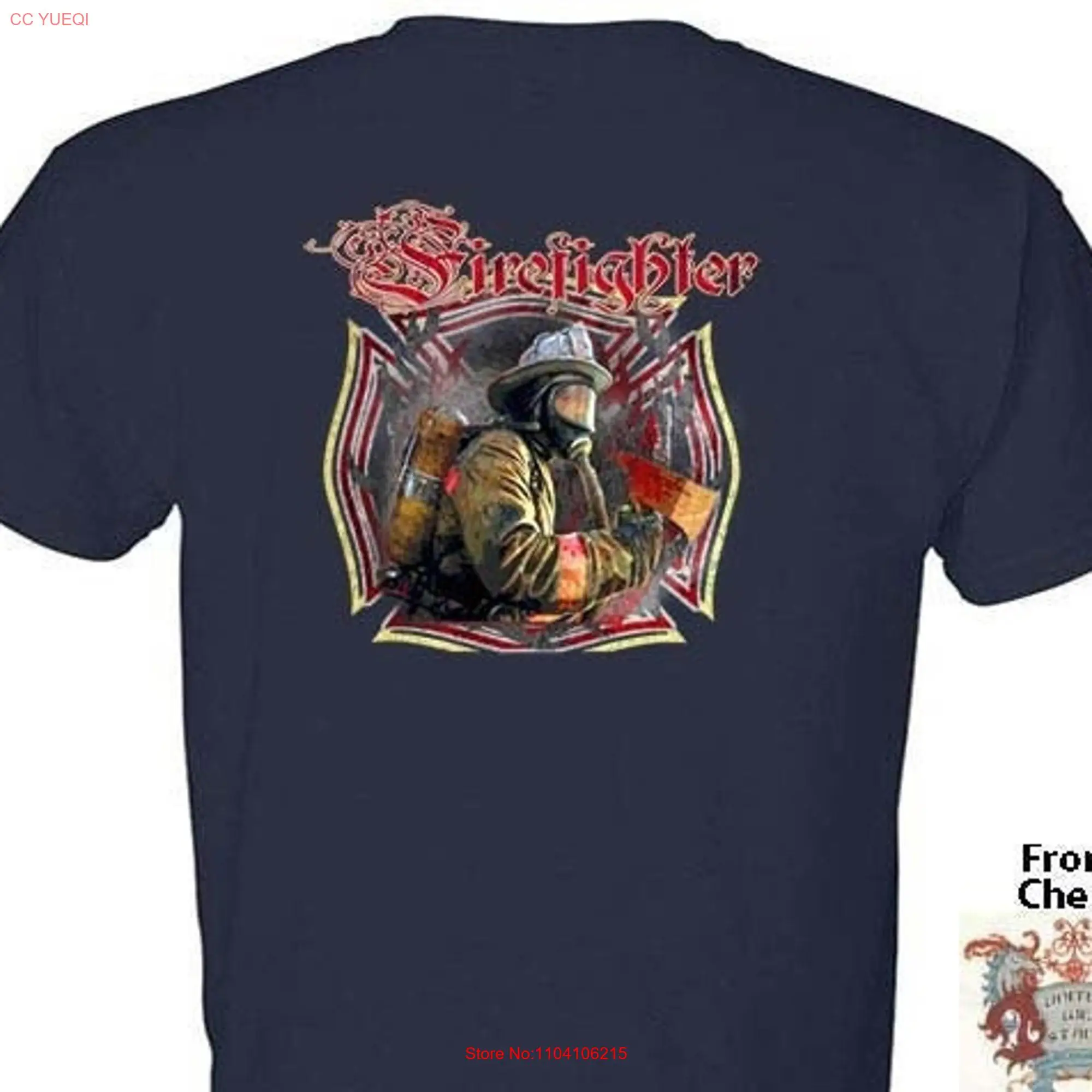 FIREFIGHTER TATTOO LOOK American Firefighting Hero Occupation T Shirt long or short sleeves