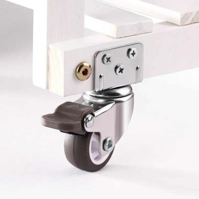 

1pcs Caster Super Mute L Type Side Mounted Wheels Furniture Chair Crib Cabinet Workbench Soft Rubber Universal Castor