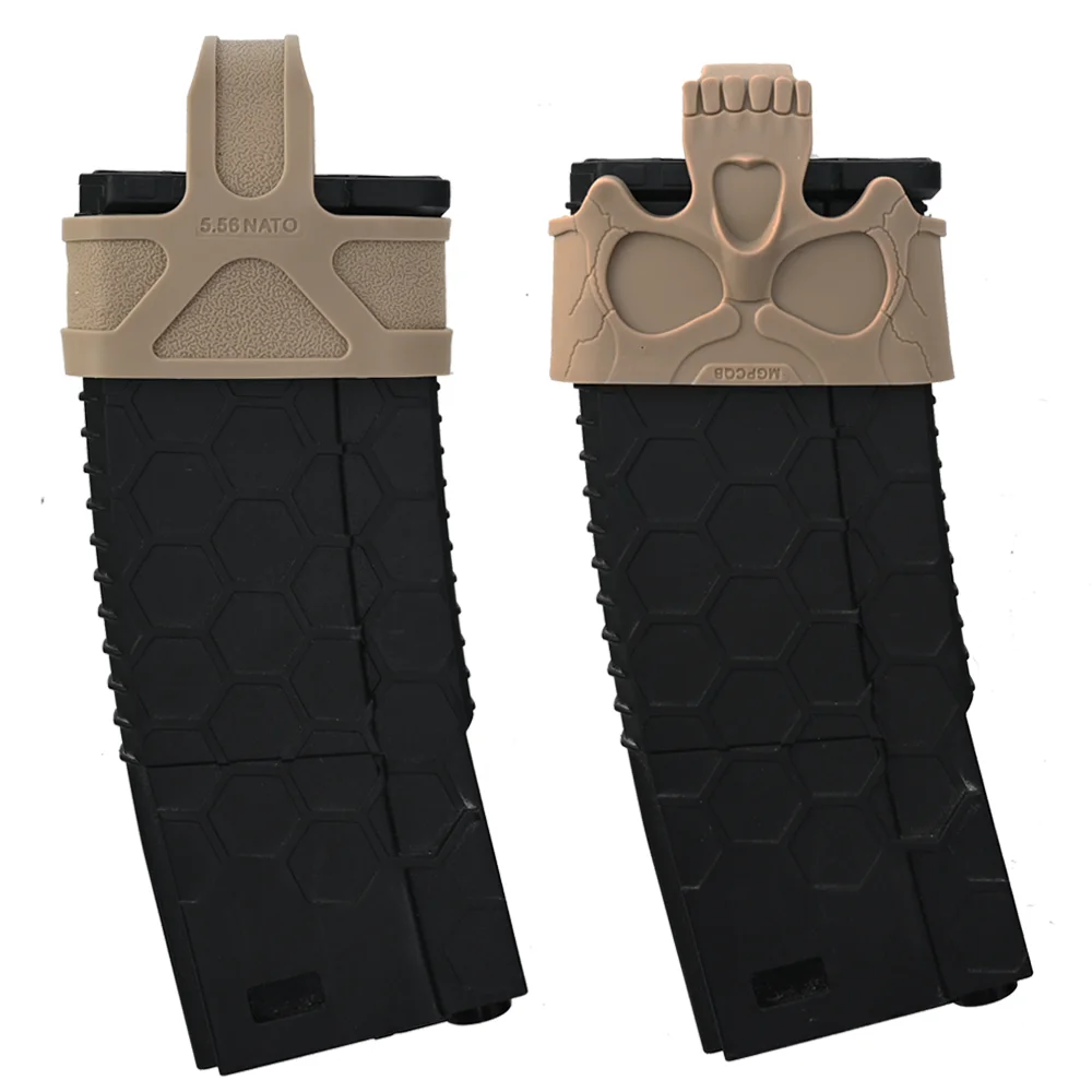 Tactical 5.56 Fast Magazine Rubber Holster Mag Pull Assist Cage Loops NATO Skull M4 M16 AR15 Paintball Airsoft Gun Accessories