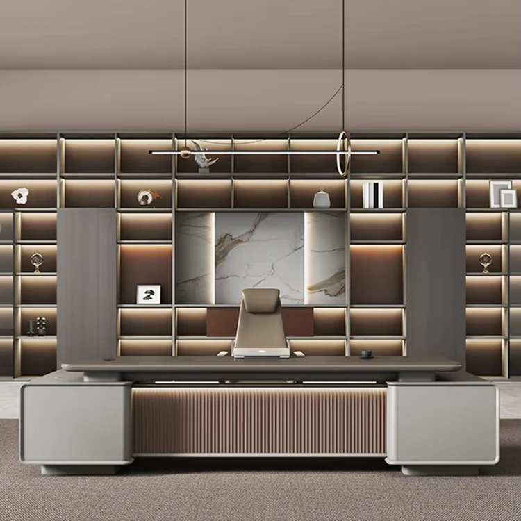 xx- L-Shaped Modular Wood Office Desk File Cabinet Set Modern Luxury Design Commercial Use China *
