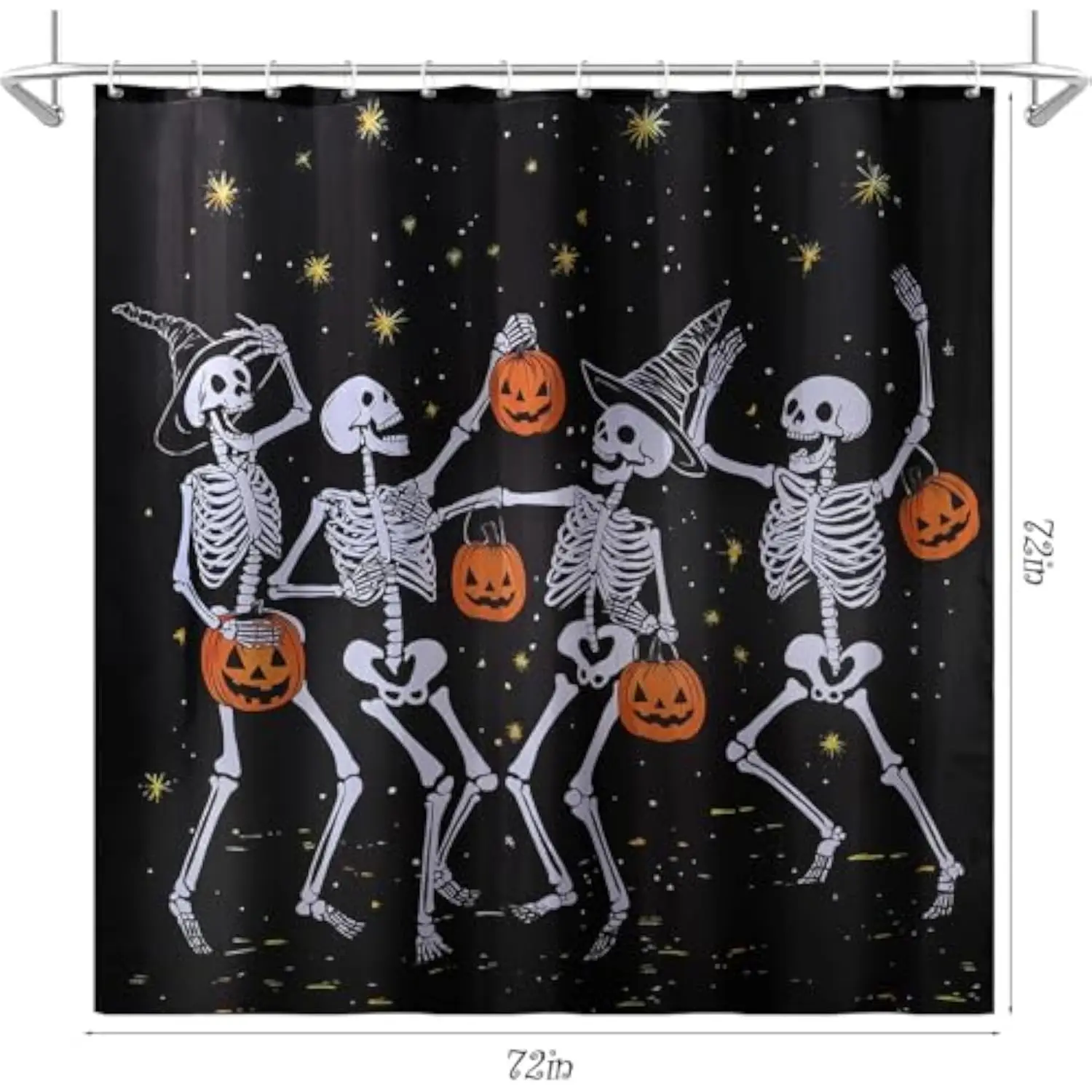 Halloween Shower Curtain Spooky Dancing Ghosts Halloween Shower Curtain Scary Skull Skeleton Bathroom Decorations