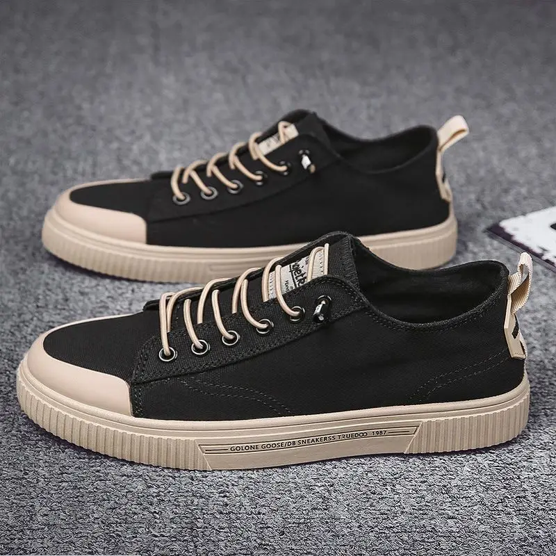 Low-Top Breathable Men's Canvas Shoes Korean Style Casual Sneakers Autumn New Fashion Board Shoes All-Match Leisure Shoes