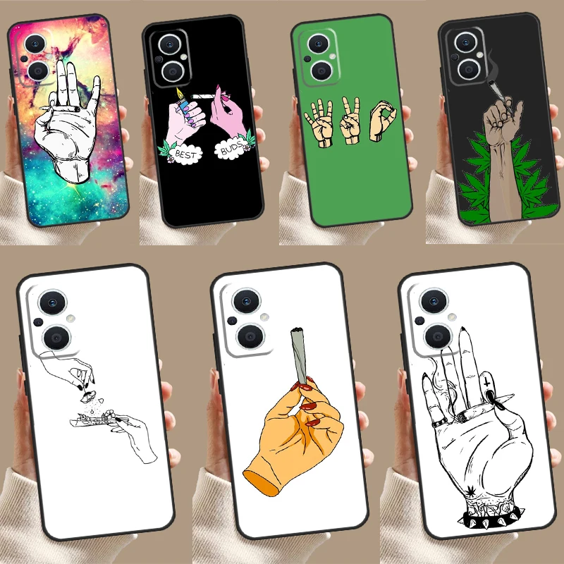 Smoke Weed Hands Case For OPPO Reno 4Z 5Z 8T 10 11 Pro 11F 7 8 5 6 Lite OPPO Find X6 X5 Pro X2 X3 Neo Cover