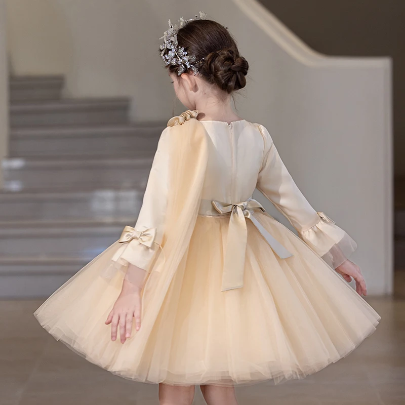 Girl's dress, light luxury, niche high-end, children's birthday princess dress, host, little girl piano performance costume