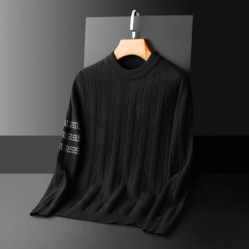 

Утепленный шерстяной вязаный свитер с высоким воротником для мужчин, модная зимняя одежда в европейском стиле, премиум-класса