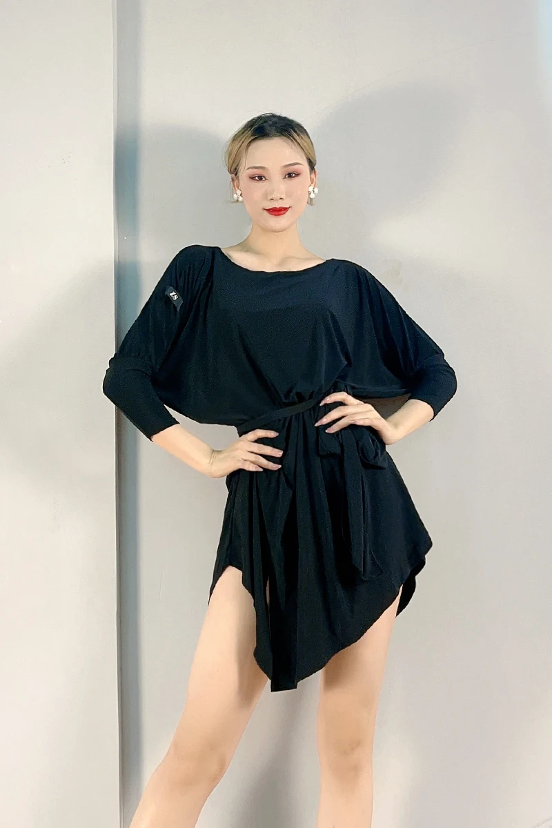 2022 New black Latin Dance Dress Women long Sleeve Tango Rumba Flamengo Ballroom Dance Dress For Women Costume  dress