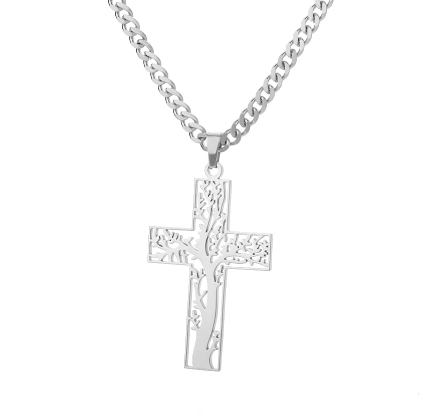 Edelstahl Jesus Kreuz Halskette Für Frauen Männer Gold Farbe Caravaca Engel Kruzifix Charme Halsband Rapper Schmuck Hip Hop Geschenk