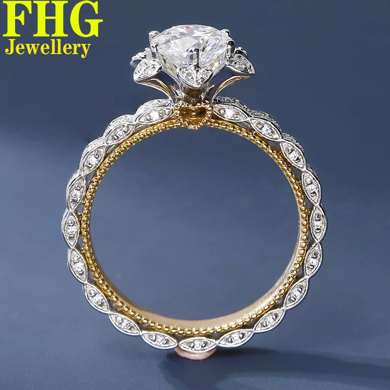 

1 Carat Real Solid Au750 18K White Gold Ring DVVS1 Moissanite Diamonds Luxury Flower Wedding Party Engagement birthday