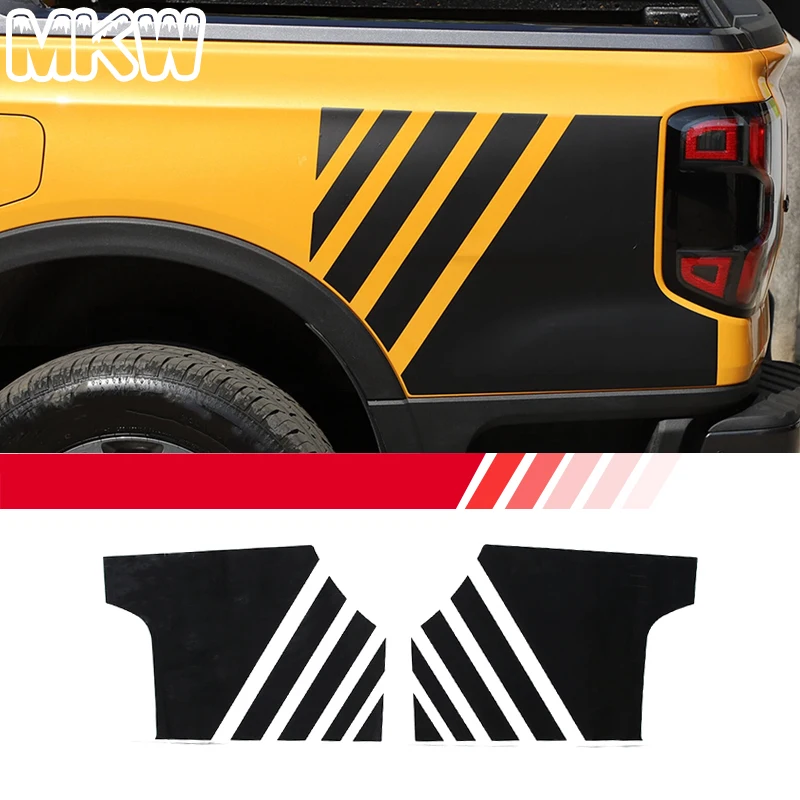 For Ford Ranger 2023-2025 PVC Vinyl Decal USA Flag Car Carody Rear Wheel Side Sticker Trim Car Exterior Accessories 2PCS