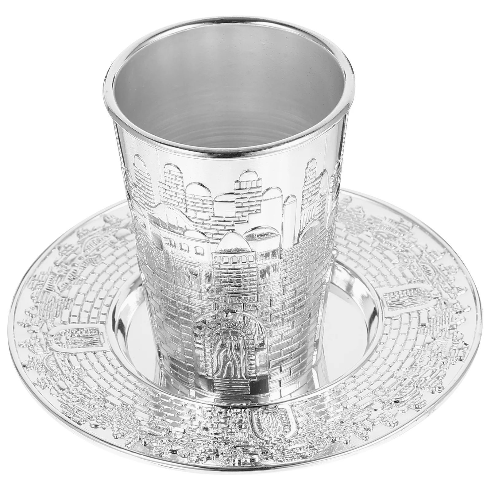 

1Set Wine Cup Set Elegant Carved Zinc Alloy Kiddush Cup for Shabbos Passover Holiday Festival Celebration Judaica Gift Option