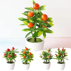 1PCS Artificial Bonsai Fake Plant Flower Potted Simulated Plastic Fruit Potted Plants Livingroom/Bedroom Home Garden Decorative
