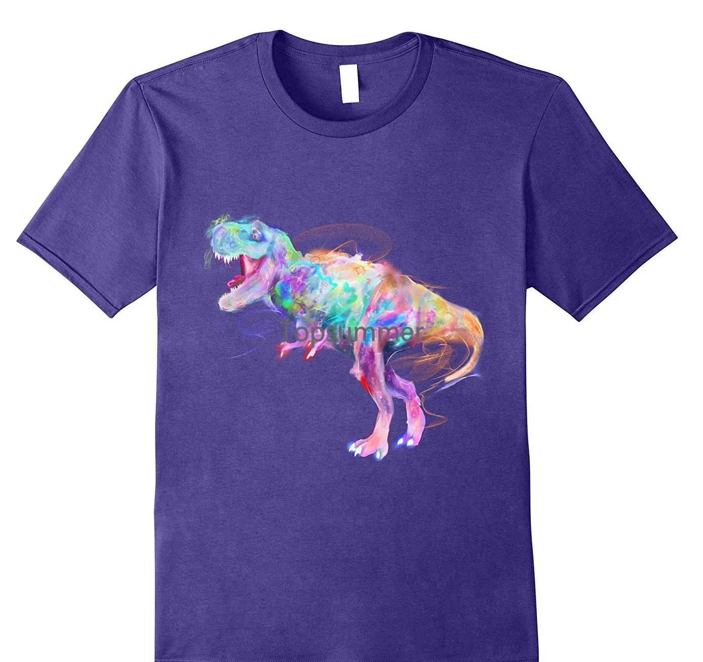 

T Shirt O-Neck Fashion Casual High Quality Print T Shirt Colorful Rainbow Funny Dinosaur T Rex Shirt