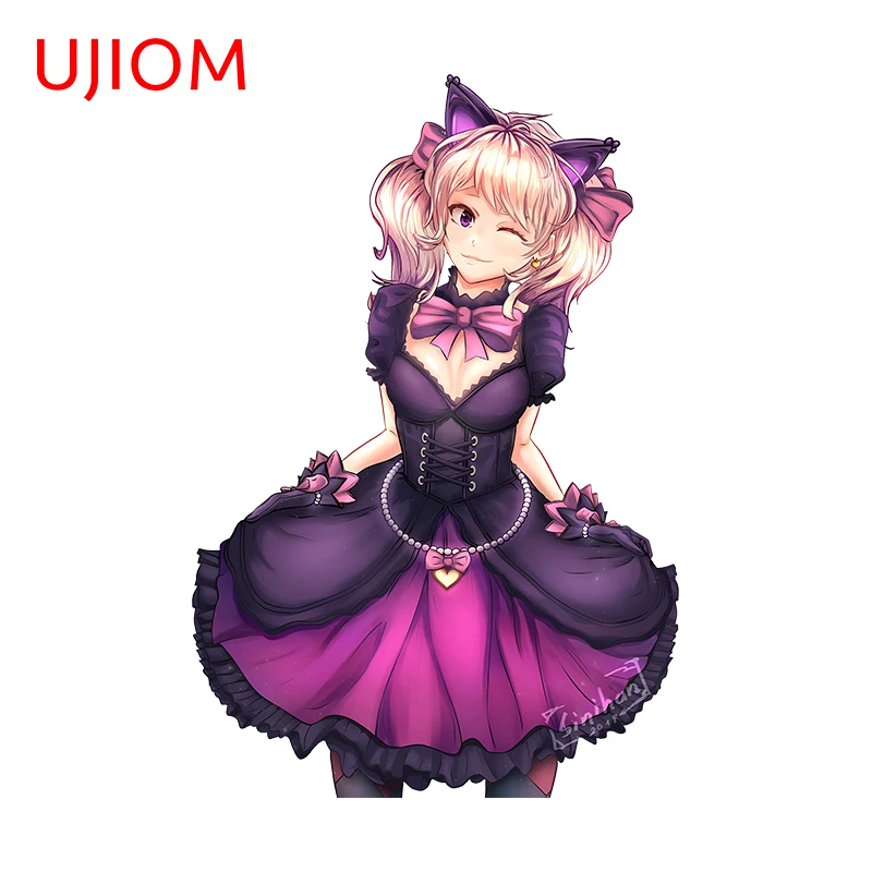 UJIOM 13cm X 8.7cm D.Va Chibi Cat Girls Overwatch Wall Sticker Personality Kids Room Refrigerator Decal Creativite Wallpapers