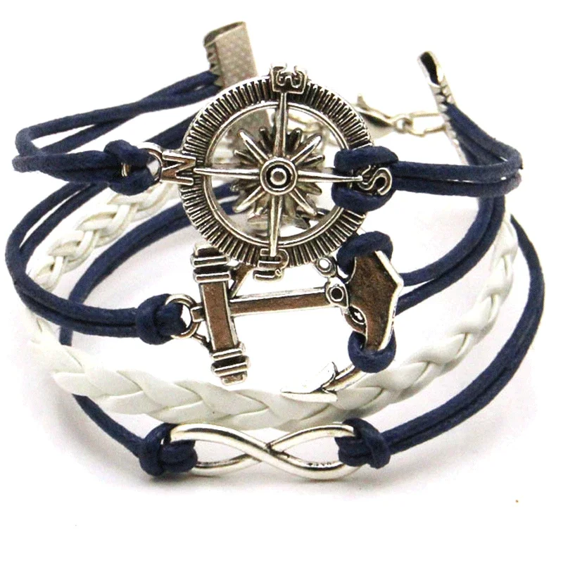 1 Piece Classic Vintage Nautical Anchor Bracelet - Durable, Adventurous, Nautical Braided Wrist Accessory, Perfect Gift