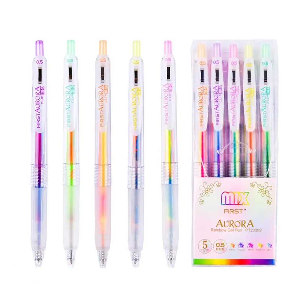 0.5mm Kawaii Creatie Colourful Rainbow Press Gradient Gel Pen Neutral Pen For Kids School Office Stationery Supplies