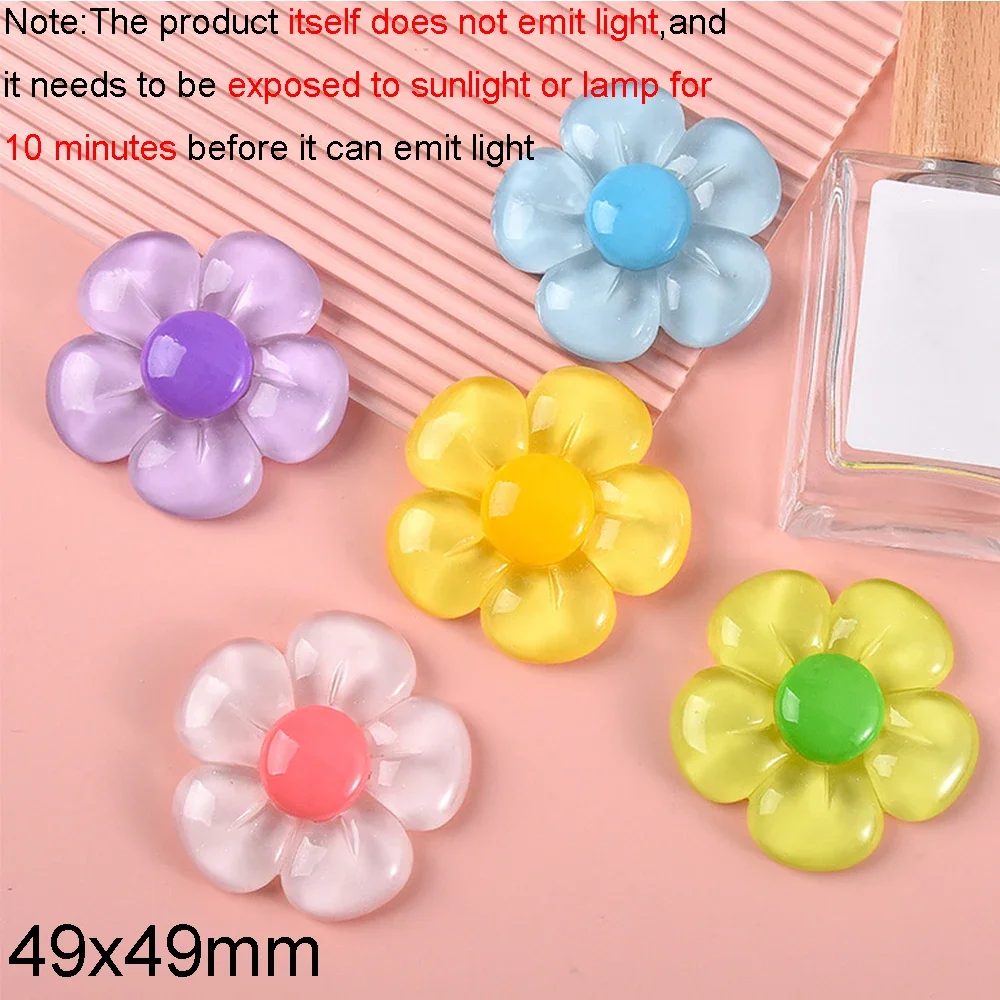 2PCS Noctilucent 49x49mm Flower Series Resin Flatback Cabochons For Hairpin Scrapbooking DIY Jewelry Craft Decoration Accessorie