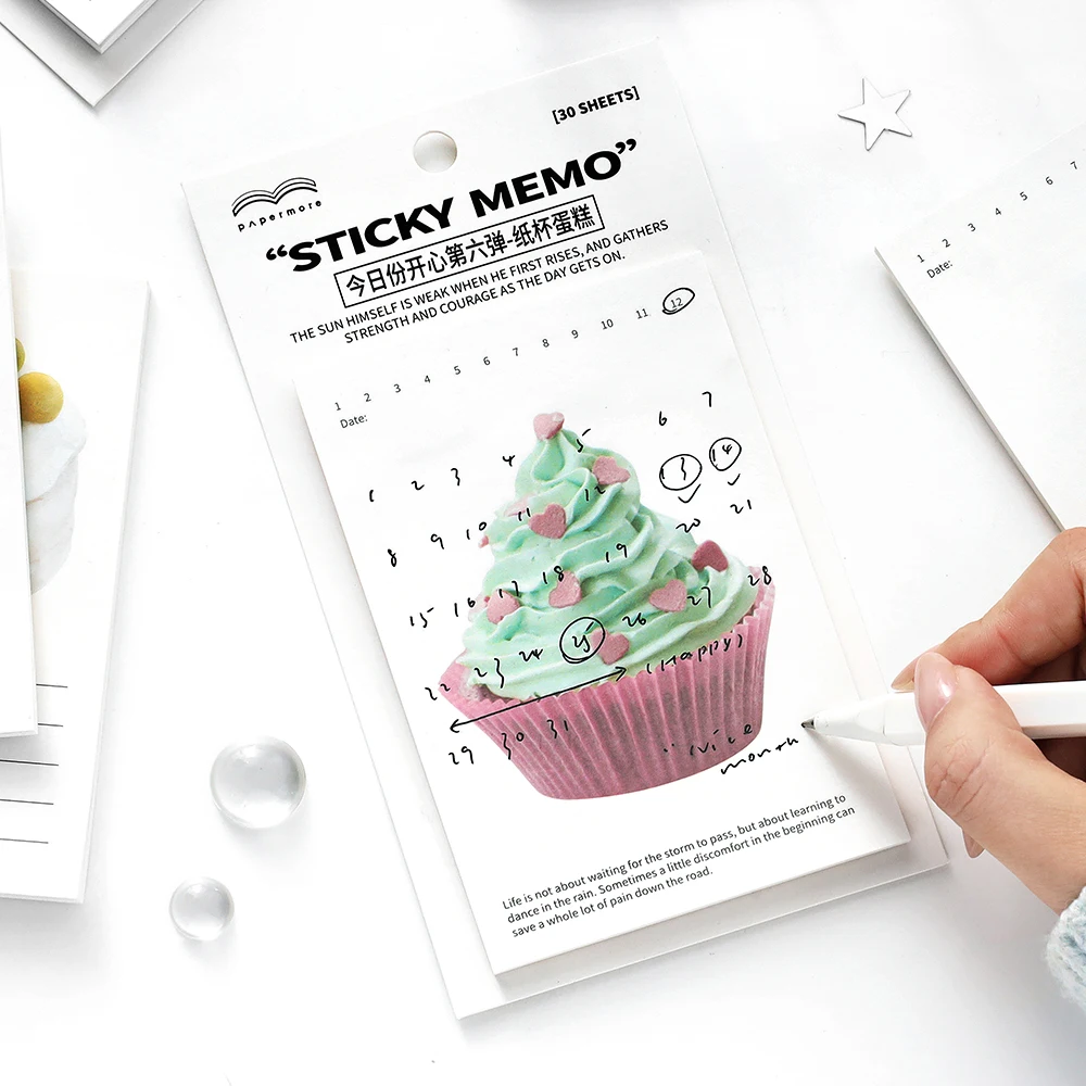 30/120 Pcs Kawaii Bread Toast Coffee Sticky Notes N-time Memo Pads Student Gifts Stationery for School Office Supplies