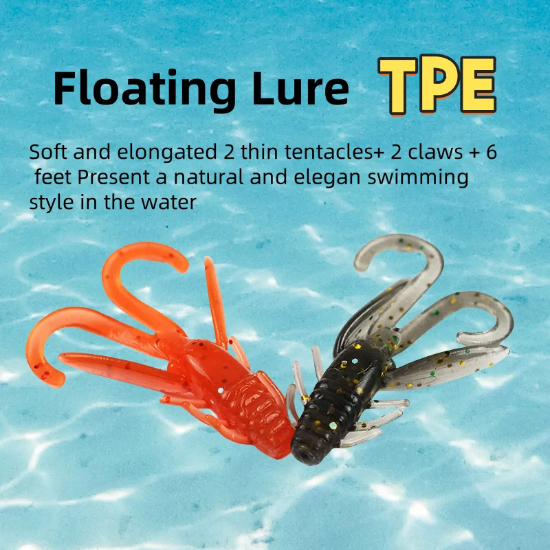 MUKUN 20 Stück 3cm/0,3g 4cm/0,7g Mini TPE Schwimmender Weichköder Wurm Weicher Angelköder Garnelen-Imitat für Barsch und Karpfen – Detail 1