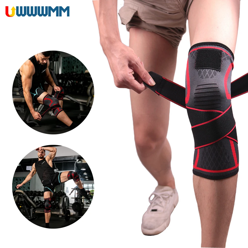 1Pcs Knee Compression Pad Sleeve with Adjustable Strap for Men Women Knee Support Brace Knee Wraps for Pain Relief Joint Procter