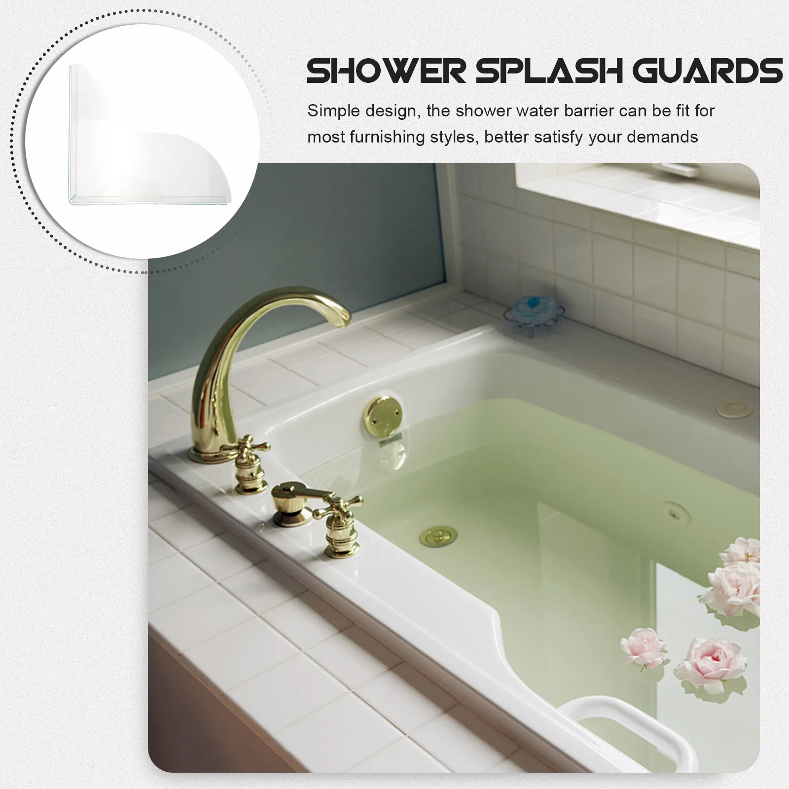 2Pcs Shower Water Dam Guard Acrylic Shower Threshold Water Barrier for Tub Bathroom Use Bathtub Splash Guard for Tub