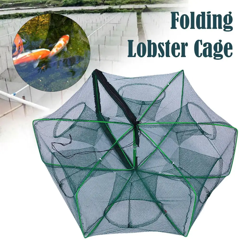 Foldable Bait Trap Fishing Net Hand Cast Cage For Catching Fish Shrimp Crab Crawfish Hexagon Octagon Trap Cage Mesh Fishing V4Q7