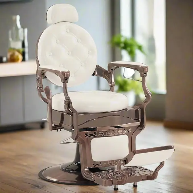 Factory Wholesale White Comfortable Styling Salon Furniture Contemporary Barber Chair PU Leather Heavy Duty Barber Shop