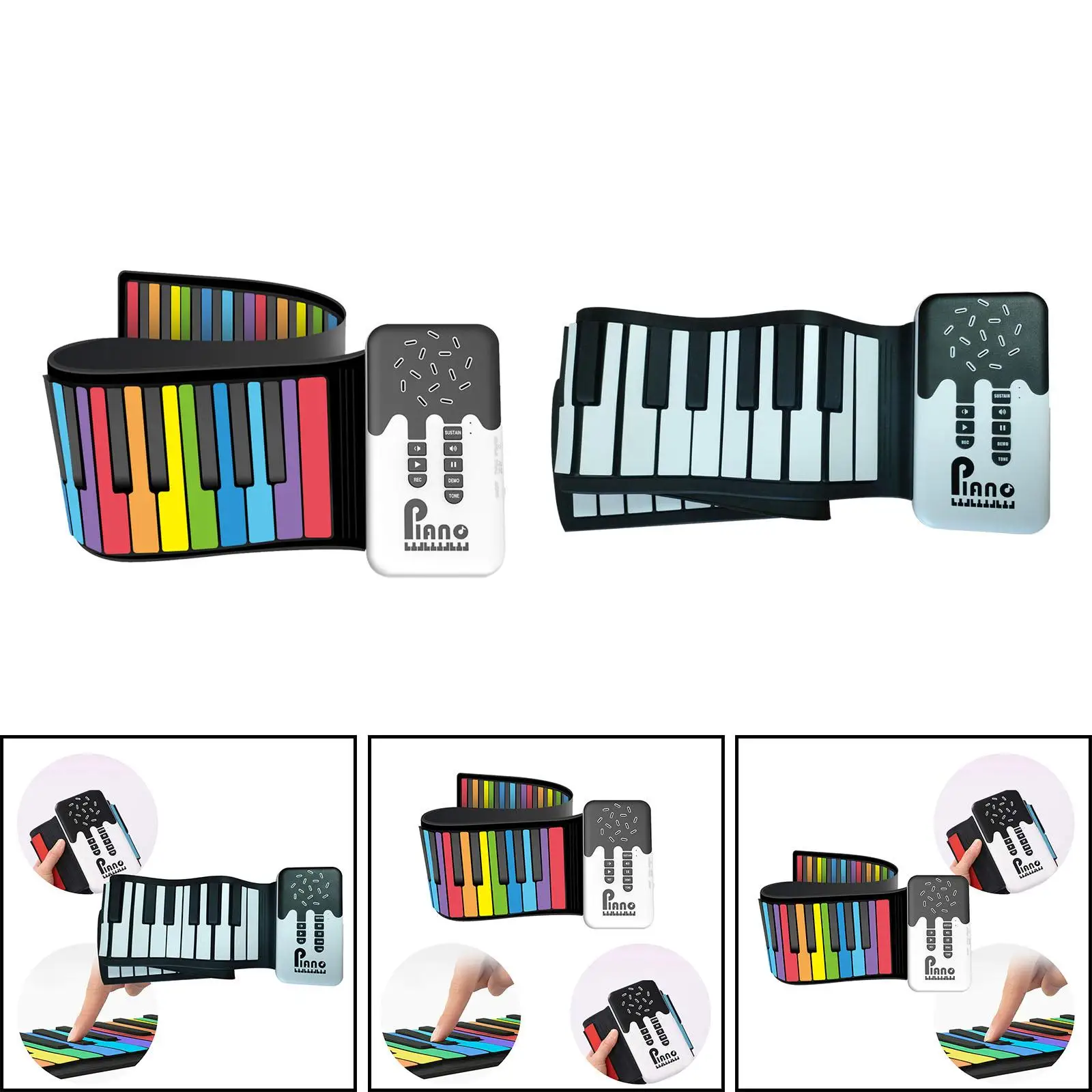 49 Keys Roll up Piano Silicone Rechargeable Lightweight Sturdy Travel Piano