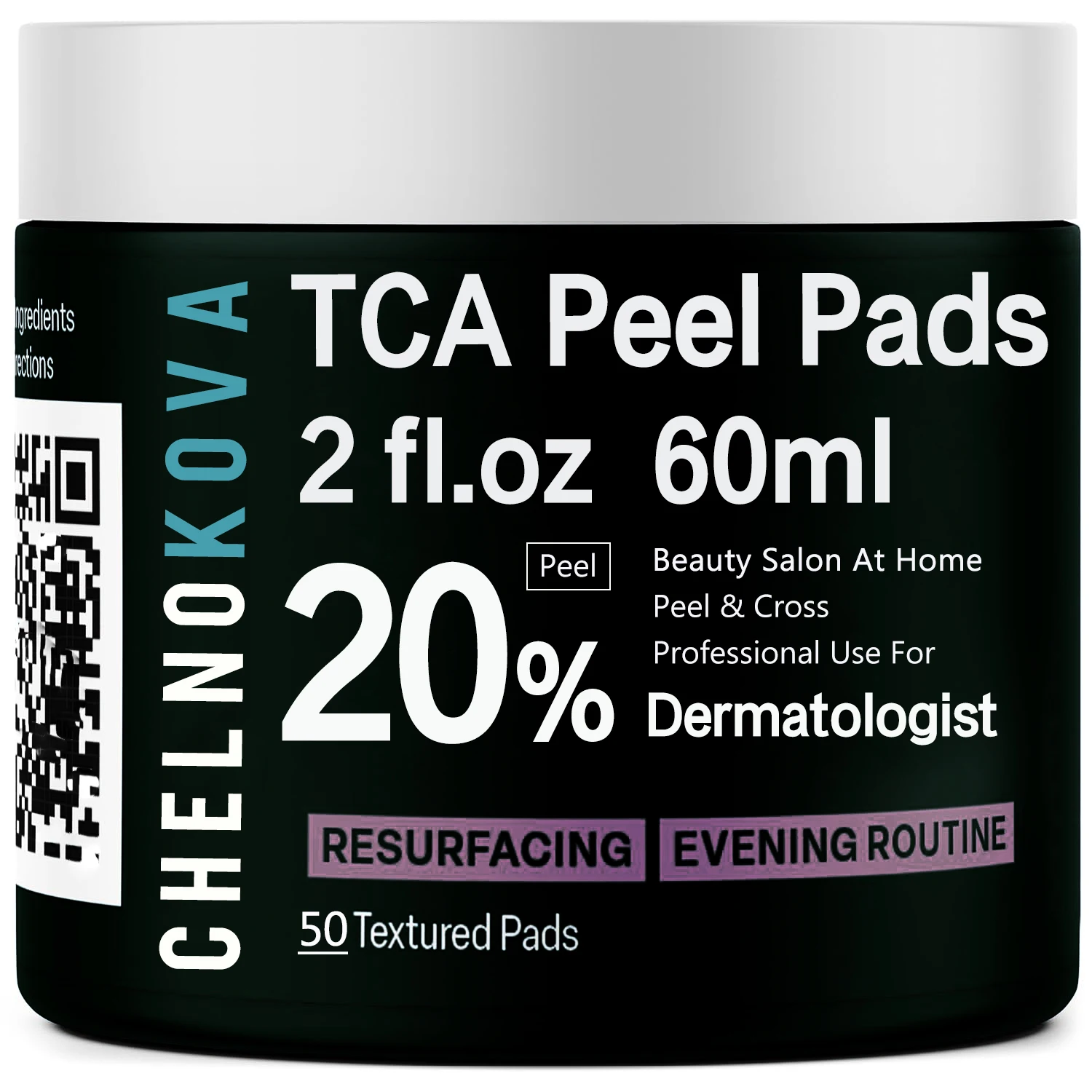 PURE&TCA Resurfacing Pads for Face, 60ml 20% in box 75 pads-Peel Pads for Clearer, Smoother Skin-Facial Exfoliating Pads, peel