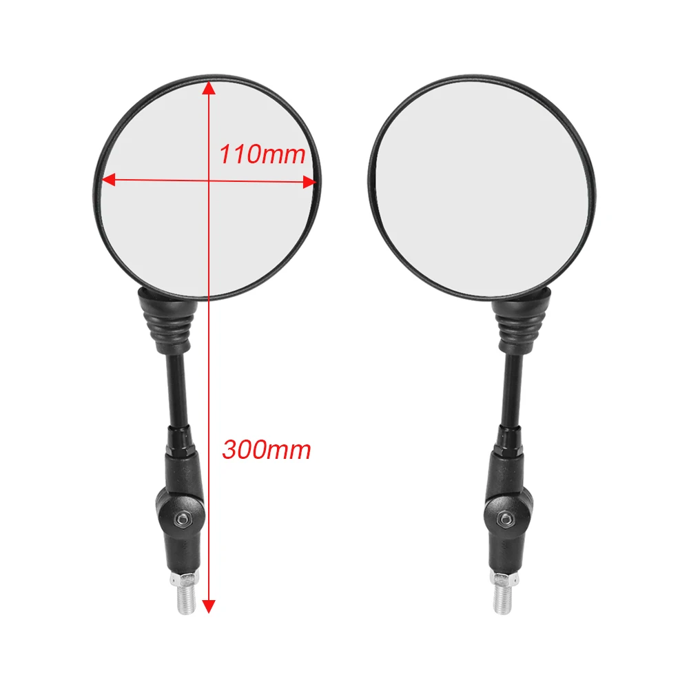 دراجة نارية سوداء عالمية 10 مللي متر مرآة جانبية مرآة الرؤية الخلفية المضادة للسقوط مرآة مستديرة قابلة للطي #2