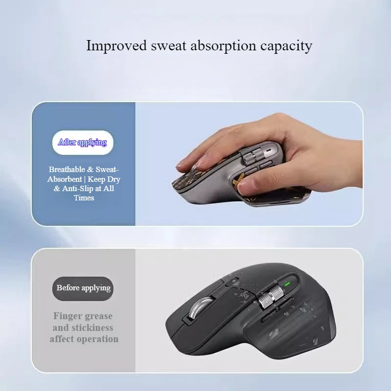 Antislipstickerset voor Logitech MX Master 3S Volledige dekking Zweetbestendige muishuiden Achterstickers en voetkussens