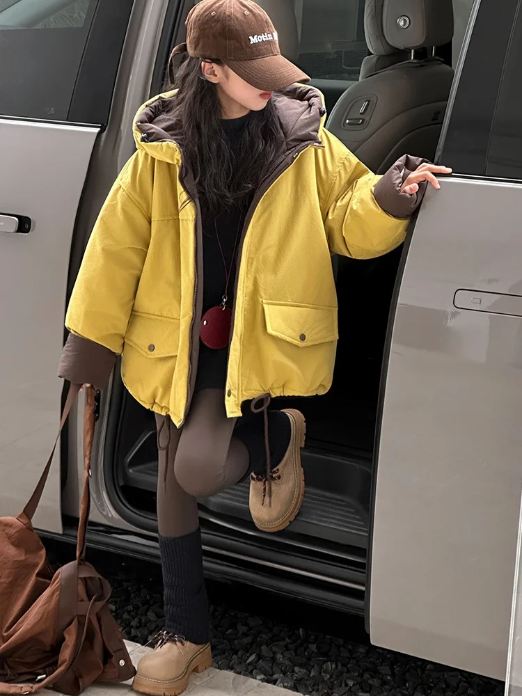 厚手フリース秋冬ジャケット-女の子用-カジュアルルーズスタイル-ジッパー開閉-綿入りパーカー-トレンド子供服