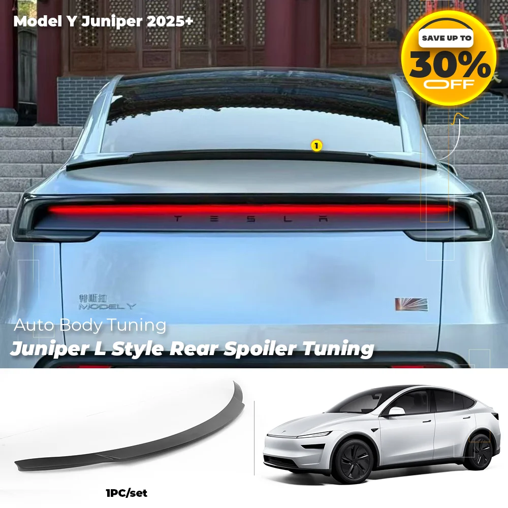 

For Tesla Model Y Juniper 2025+ Glossy Black Rear Trunk Spoiler Trim Kit - Model Y L Style Blade Sport Body Styling Accessories