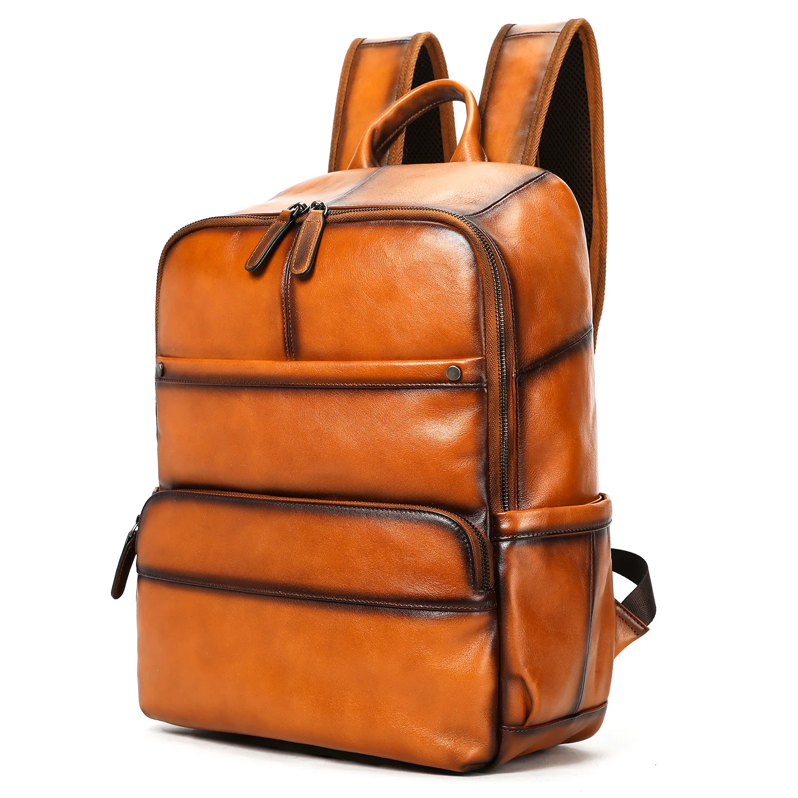 

Мужской рюкзак из натуральной кожи, винтажная сумка для деловых поездок на работу, 15-дюймовая большая сумка для ноутбука