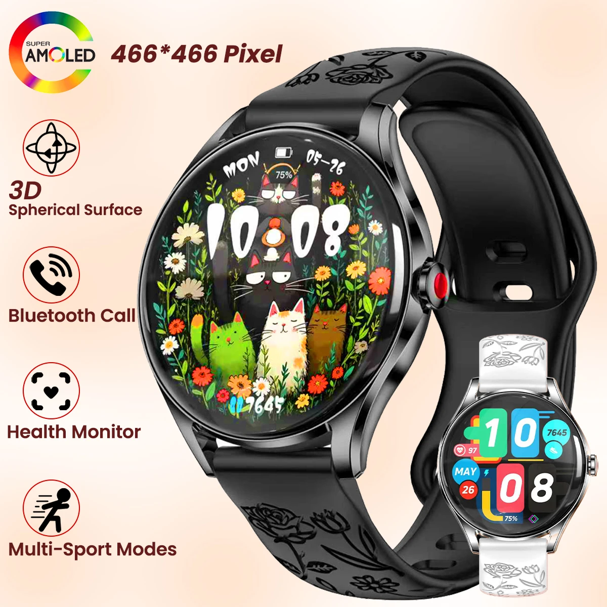 

Luxury Women's Electronics Smart Watch 1.32" AMOLED 3D Curved Screen Ladies Smartwatch Gifts Watches for Woman iOS Android 2026