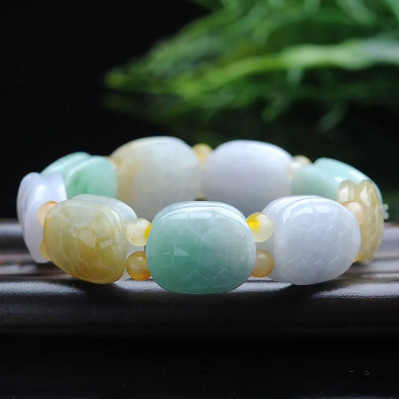 

Ice Women's Bracelet Men's Manual Fu Turtle Beads String Jade