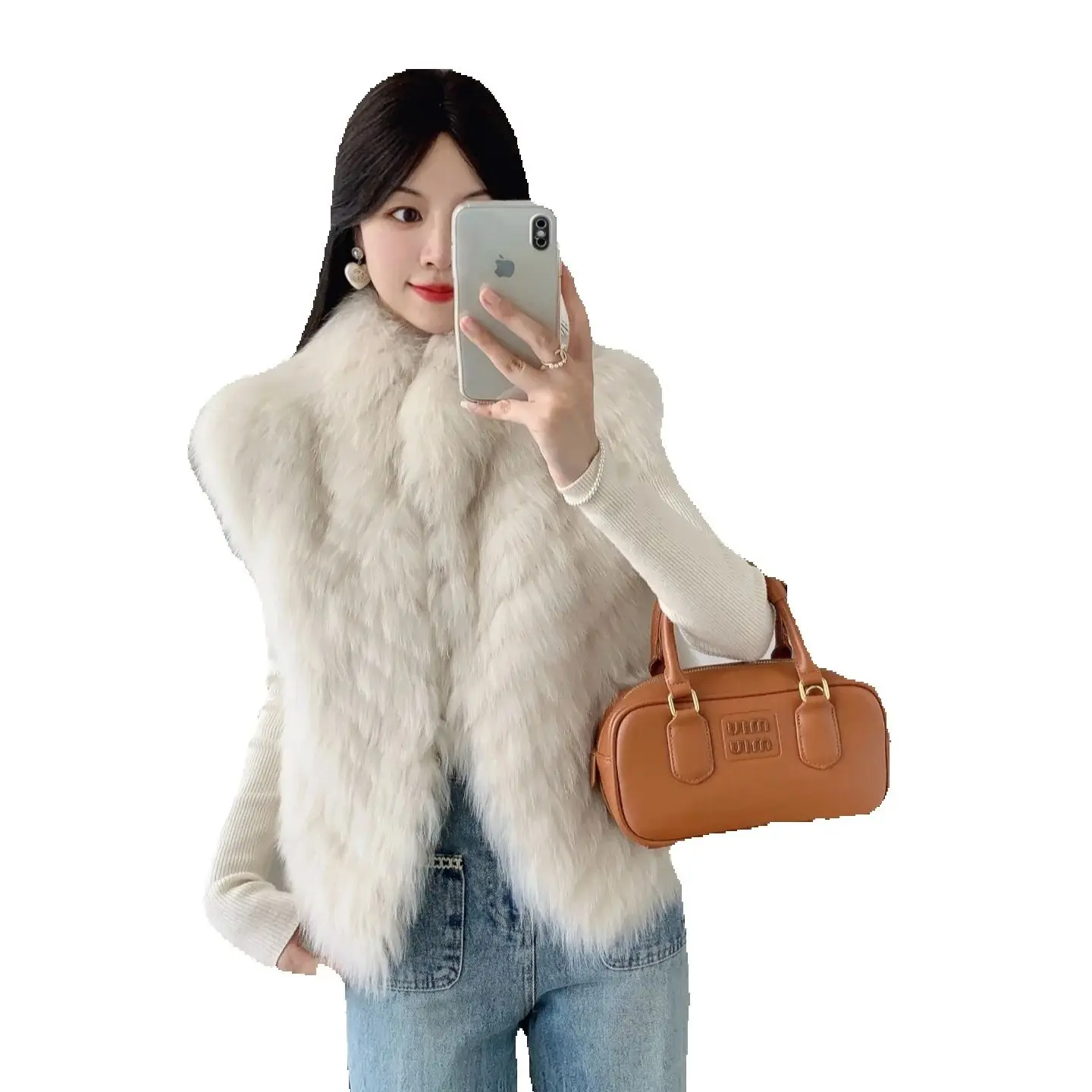 

The new autumn and winter 2025 collection features a luxurious and elegant fox vest with a stand-up collar and a fashionable wai