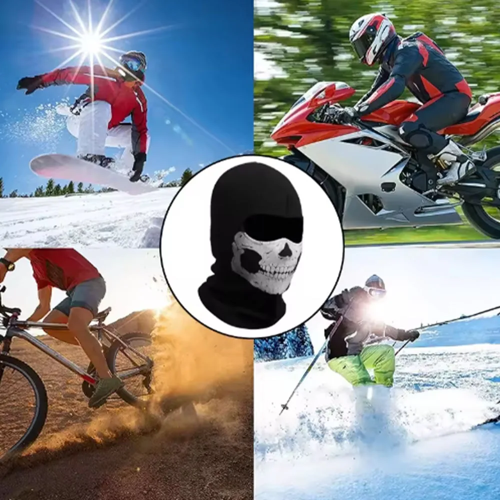 Fahrrad-Sturmhaube mit Totenkopf-Print, Motorrad-Vollgesichtsmaske, winddichter Ski-Kopf- und Nackenwärmer, Fahrradhelm-Innenfutter – Detail 6