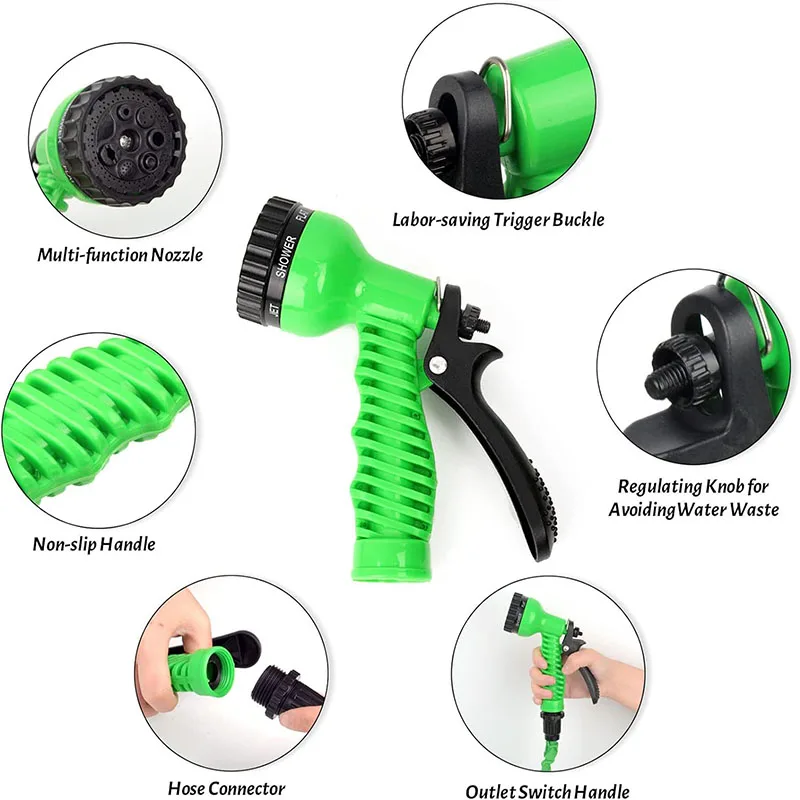 garden high pressure water gun sprayer, 7 functions Garden irrigation supplies, garden hose set, portable telescopic hose