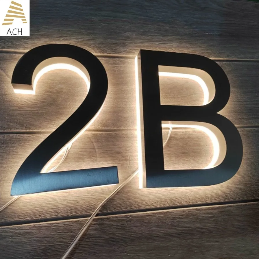

15/20/30cm Stainless Steel Backlit LED House Numbers: Waterproof Address Signs for Outside Yard & Commercial Shops