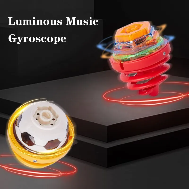 1Pc Cool Football Glutinous Gyroscope Bagged Round Luminous Toy Light Music Rotating Gyro Random Color Gyro