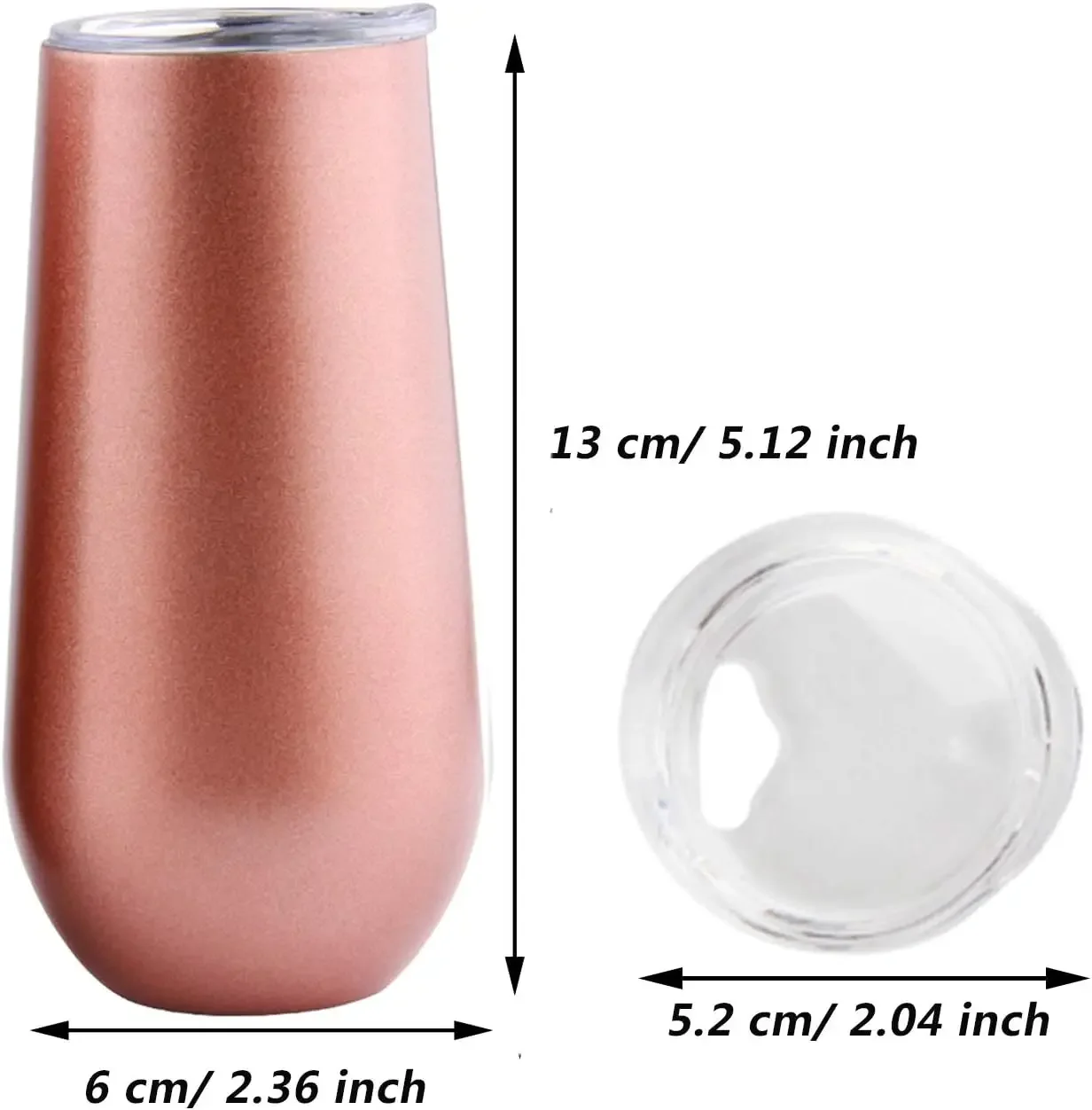 Champagne Tumbler Flutes Set of 2 for Wedding Bridesmaids Gift Stainless Steel Double Walled Insulated Stemless Wine Glasses