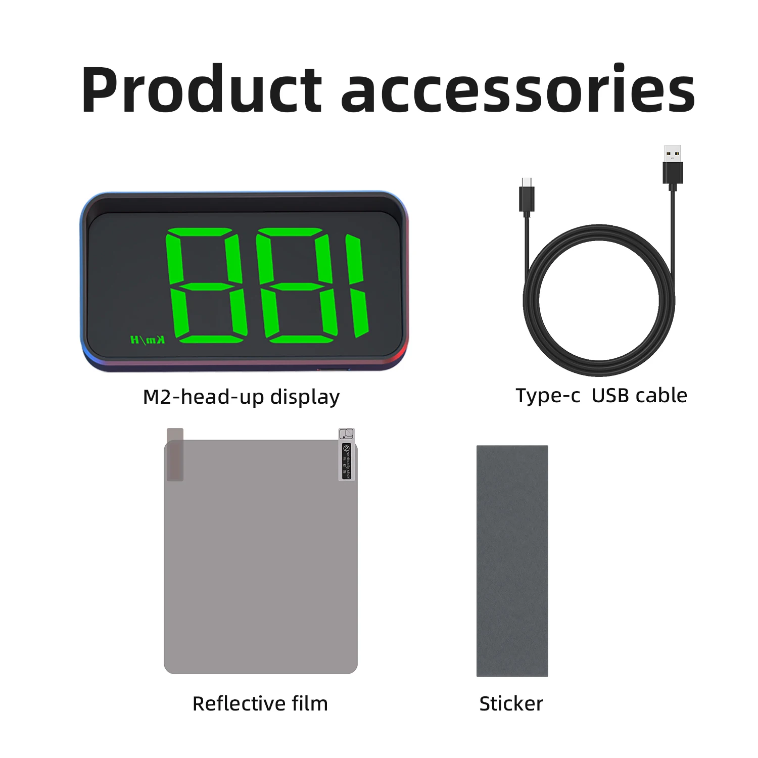 M2 Head Up Display Digital Speedometer GPS HUD Plug And Play For All Cars Big Font KMH Windshield Projector Car Accessories